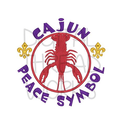 Cajun Peace Symbol Crawfish Embroidery Design For 4x4 5x7 And Etsy
