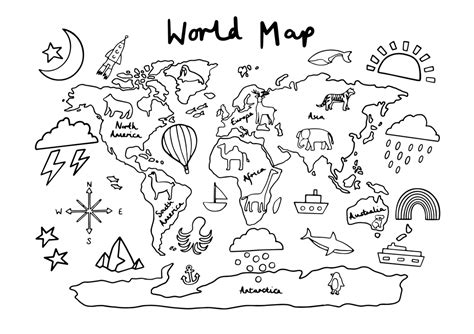 World Map Colouring Printable Kid Of The Village