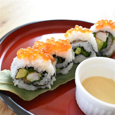 Smoked Salmon Sushi Roll And Sushi Rice Soy Sauce Japan