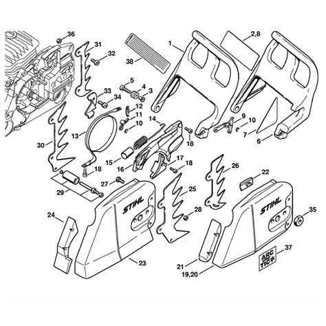 Stihl Ms 460 Chainsaw Ms460 Rz Magnum Parts Diagram Chain Brake