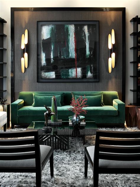 Go Bold Emerald And Black Living Room Bold Sexy Abstract Art Green