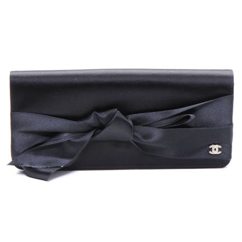 Chanel Satin Bow Clutch Black 49401