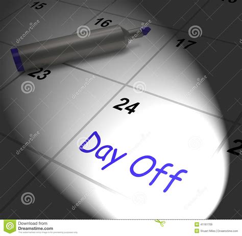 Day Off Calendar Displays Work Leave And Holiday Stock Illustration Image 41161709