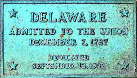 Delaware Admitted To The Union Plaque Photograph By Arthur Swartwout