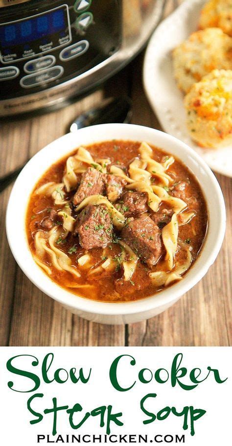 But we all have those busy days when spending hours over the stove is the last thing we have the energy for. Slow Cooker Steak Soup - sirloin roast, beef broth, onion ...