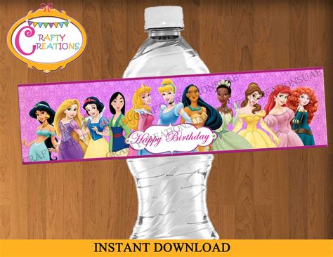 Instant Download Disney Princess Water Bottle Labels