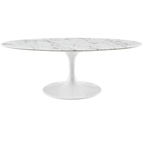 Lippa 48 Oval Shaped Faux Marble Coffee Table Wmetal
