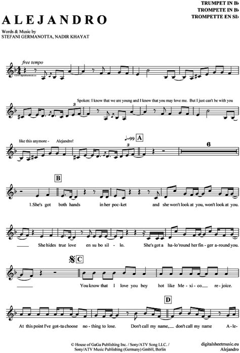 Alejandro Trompete In B Lady Gaga Pdf Noten Klick Auf Die Noten