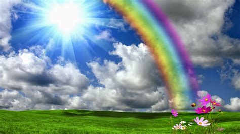 Download Beautiful Rainbow Shining Sun Nature Hd Wallpaper By