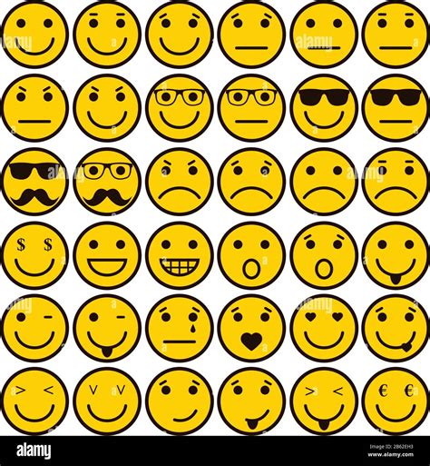 Set Smile Icon Set Smiley Face Smiling Emoticon Yellow Vector Symbol