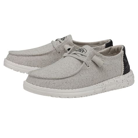 Hey Dude Womens Wendy Woven Slip On Shoes Light Grey Clearys Shoes
