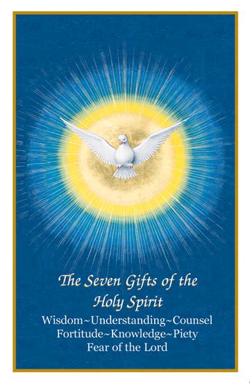 On a blank note card (exit cards) have students list the seven gifts of the holy spirit from memory without looking at the board, their notes, or the walls of the room. Confirmation - The Seven Gifts of the Holy Spirit Bulletin