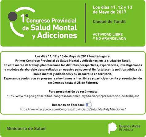 1er Congreso Provincial De Salud Mental Y Adicciones Colegio De Psicólogos De La Provincia De