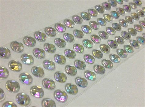 Self Adhesive Ab Clear Diamante Rhinestone Stick On Individual Round