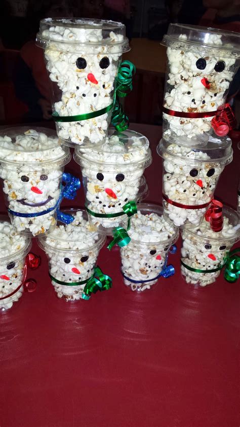 Snowmen Popcorn Cups Christmas Classroom Treats Easy Homemade