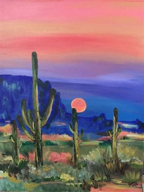 Desert Sunset 1000 Nature Paintings Acrylic Art Inspiration
