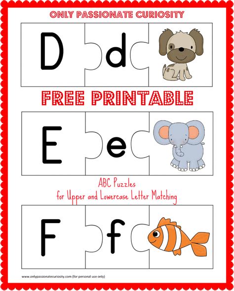 Free Printable Abc Puzzles Upper And Lowercase Letter Matching Only