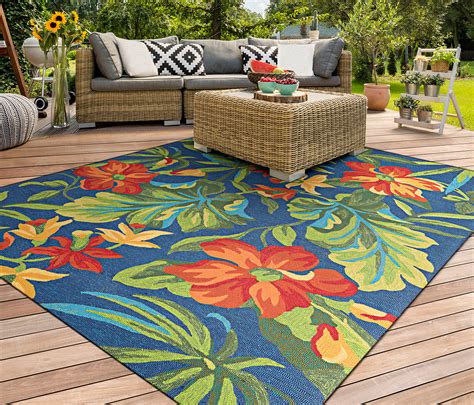 Couristan Covington Tropical Orchid Azure-Forest Green-Red Indoor/Outdoor Area Rug - Walmart.com ...