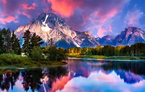 Wallpaper Clouds Mountains River Wyoming Images For Desktop Section