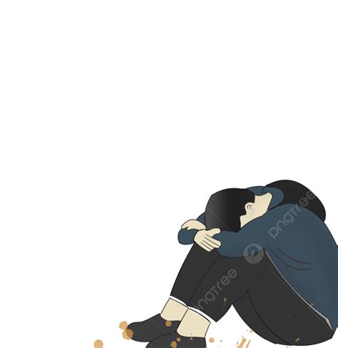 Illustration Of A Sad Man Sad Sick Alone Png Transparent Image And