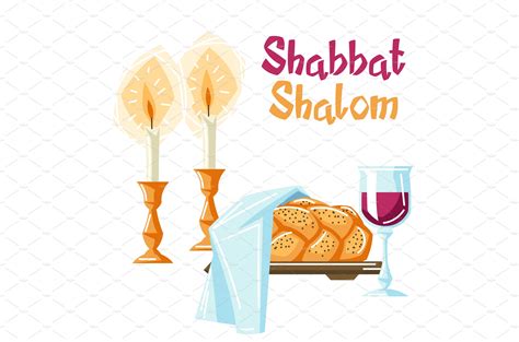 Shabbat Shalom Background With Vector Graphics ~ Creative Market