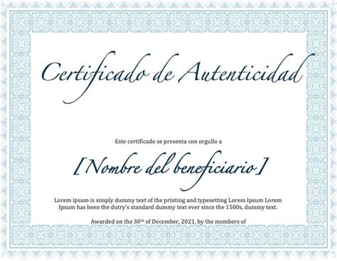 Certificado De Autenticidad En Blanco Para Imprimir Certificados De
