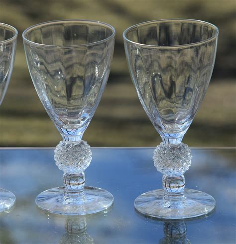 Vintage Crystal Cocktail Glasses Set Of 4 Vintage Optic Cocktail Glasses With Golf Ball Stem