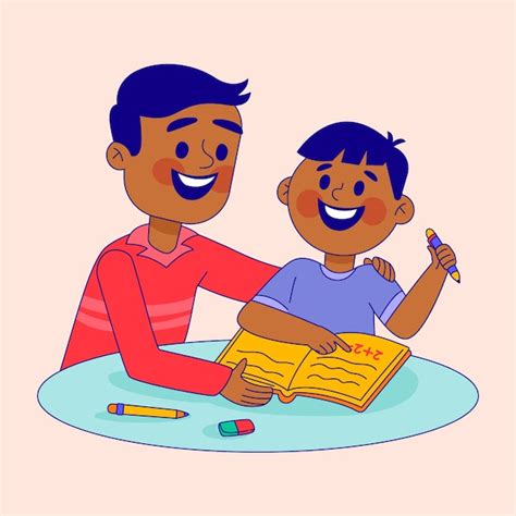 Free Vector Hand Drawn Parents Helping Children With Homework