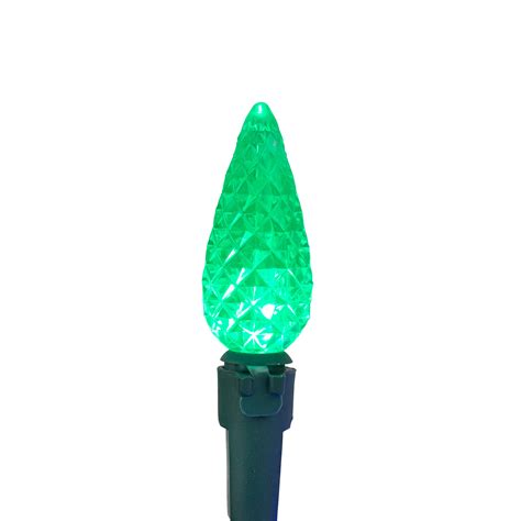 70 Count Multi Colored Led Faceted C6 Christmas Light Set 23ft Green