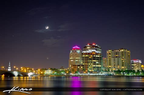 Crescent Moon Set With Venus Over West Palm Beach Hdr Photography By