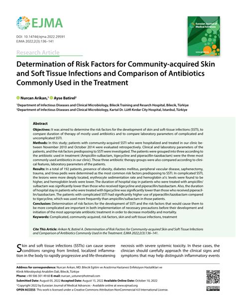 Pdf Determination Of Risk Factors For Community Acquired Skin And