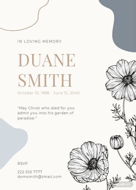 Funeral Memorial Card Template In Word Free Download