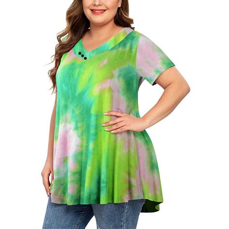 Patlollav Womens Clearance Plus Size Fashion Woman O Neck Short Sleeve Tops T Shirt Solid Loose