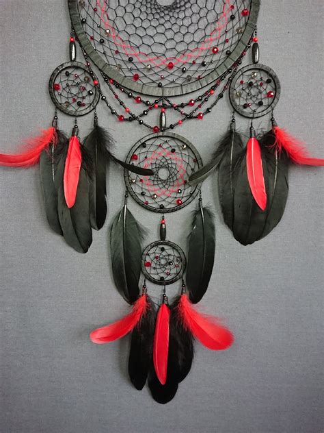 Gothic Dream Catcher Large Black Red Wall Hanging Home Decor Etsy