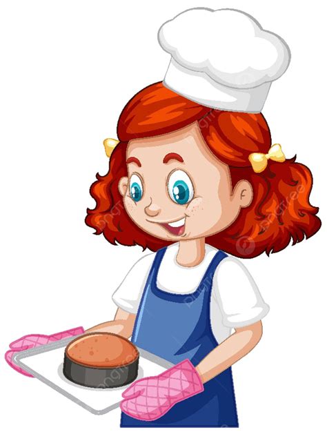 Female Chef Donning Chefs Hat Carrying A Baking Tray Vector Girl