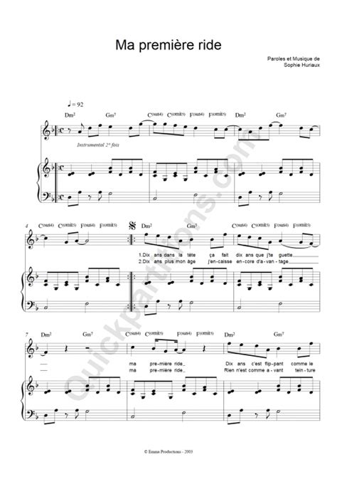 Partition piano Ma première ride - La grande Sophie (Partition Digitale)
