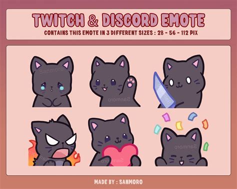 Cat Emote Pack For Twitch Discord Youtube High Quality Etsy