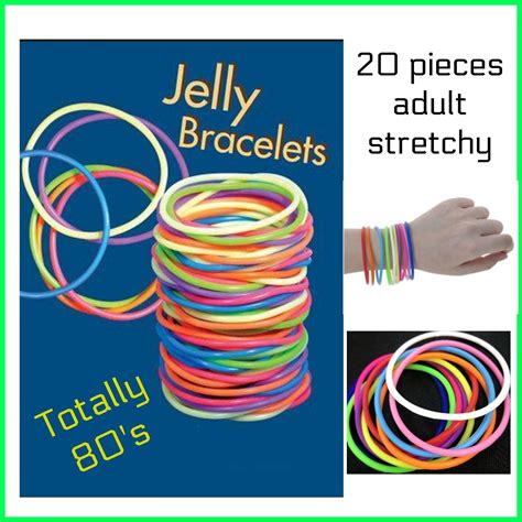 80s Jelly Bracelets Medium 20 Pack Colorful 80s Jelly Bracelets Rubber Bracelets Friendship