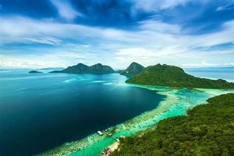 Malaysia Tropics Coast Island Sky Bohey Dulang Island Nature