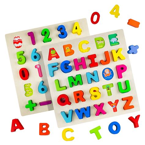 Wooden Alphabet And Number Puzzle Abc Puzzle Board Educational Toy For