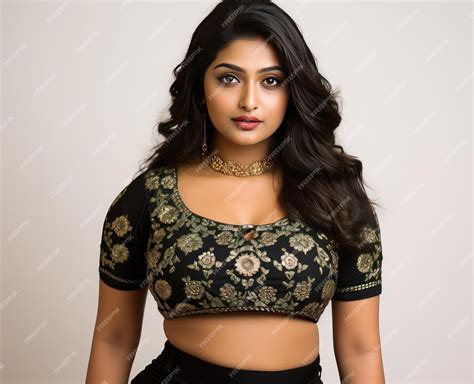 Premium Ai Image Stylish Chubby Indian Girl In Vintage Crop Top