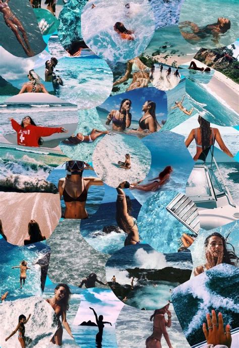 Blue Beach Aesthetic Collage Wallpaper Laptop K Music