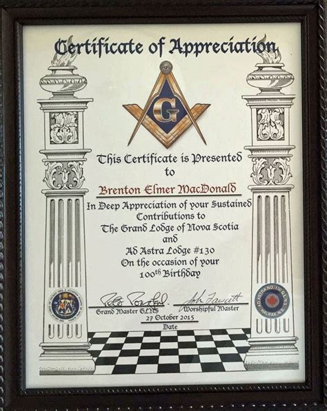 Masonic Certificate Of Appreciation Template New Ad Astra Lodge 130
