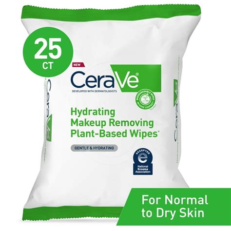 Cerave Hydrating Facial Cleansing Makeup Remover Wipes Plant Based Face Wash Wipes 25ct