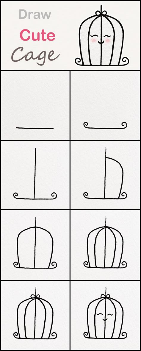 How to draw a swan step by step. Learn how to draw a cute Bird Cage step by step ♥ very ...