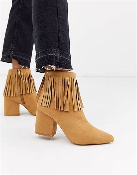 glamorous suede fringed ankle boots asos