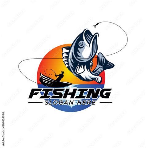 Fishing Logo Design Template Fishing Logo Bass Fish With Club Emblem