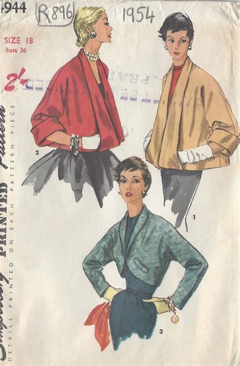 1950s Vintage Sewing Pattern Bolerojacket B30 R469 By Advance 6031