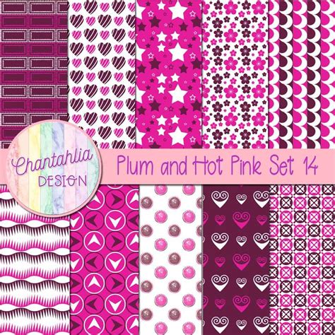 Free Plum And Hot Pink Digital Papers With Patterned Designs