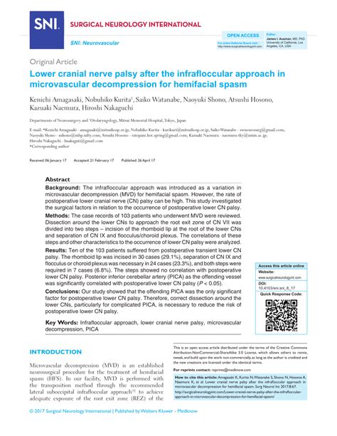 Pdf Lower Cranial Nerve Palsy After The Infrafloccular Approach In